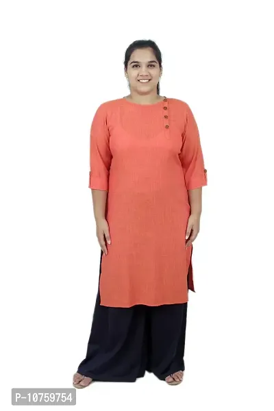 SINDOORI Women's Cotton Blend Straight Kurta (K_ Orange SB-4_Orange_M)-thumb3