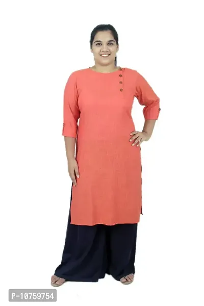 SINDOORI Women's Cotton Blend Straight Kurta (K_ Orange SB-4_Orange_M)