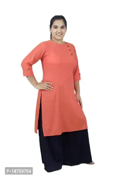 SINDOORI Women's Cotton Blend Straight Kurta (K_ Orange SB-4_Orange_M)-thumb4