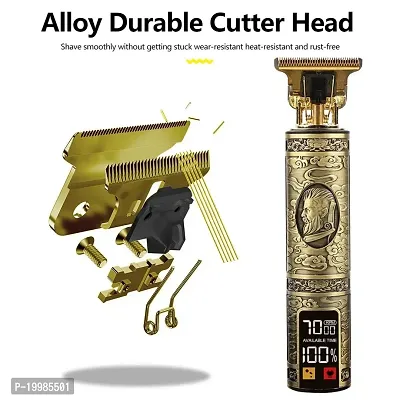 T9 LED Golden Trimmer Buddha Style Trimmer, Professional Hair Clipper, Adjustable Blade Clipper, Hair Trimmer and Shaver For Men, Retro Oil Head Close Cut Precise hair Trimming Machine-thumb3