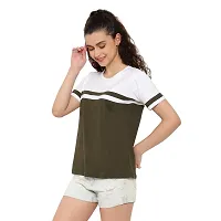 Deepmayra collection Women's Color Block T-Shirts Green-thumb1