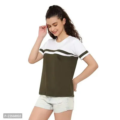 Deepmayra collection Women's Color Block T-Shirts Green-thumb2