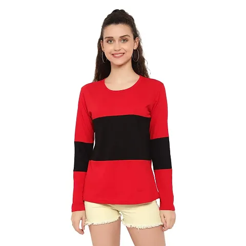 DEEPMAYRA Fullsleeve Women Colorblock Tshirt