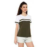 Deepmayra collection Women's Color Block T-Shirts Green-thumb2