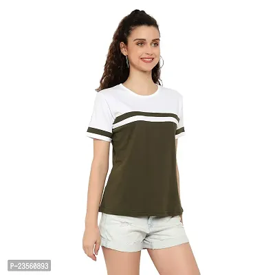 Deepmayra collection Women's Color Block T-Shirts Green-thumb3