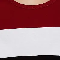 Deepmayra collection Trandy Women's Color Block T-Shirts Maroon-thumb4