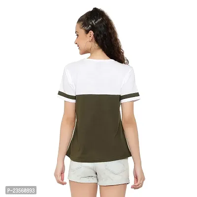 Deepmayra collection Women's Color Block T-Shirts Green-thumb5