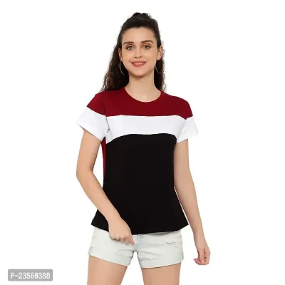 Deepmayra collection Trandy Women's Color Block T-Shirts-thumb0