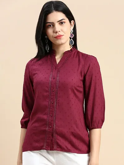 CHAKKAR Women's Rayon Solid Shirt