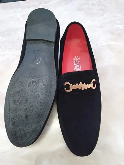 Stylish Black Velvet Solid Formal Shoes For Men
