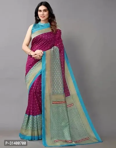 Beautiful Cotton Silk Purple Woven Design  Saree with Blouse piece For Women-thumb0