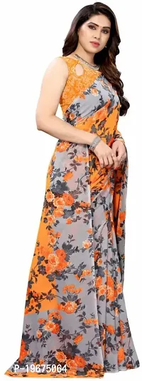 Women Stylish Art Silk Printed Saree with Blouse piece-thumb0