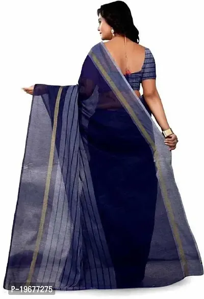 Women Stylish Cotton Silk Striped Saree with Blouse piece-thumb3