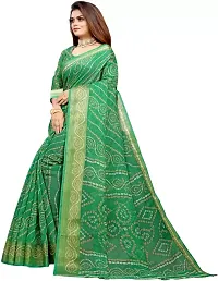 Stylish Green Cotton Silk Saree With Blouse Piece For Women-thumb1