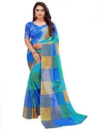 Stylish Georgette Multicoloured Printed Saree With Blouse Piece For Women Pack Of 2-thumb1