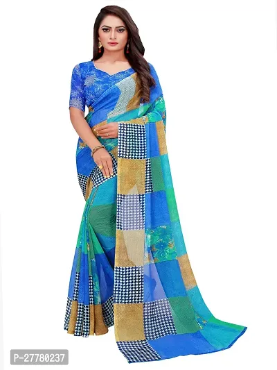 Stylish Georgette Multicoloured Printed Saree With Blouse Piece For Women Pack Of 2-thumb2