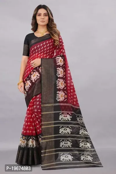 Women Stylish Art Silk Printed Saree with Blouse piece-thumb0