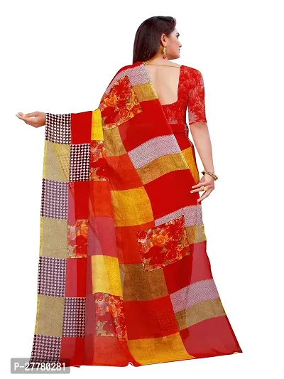 Stylish Georgette Multicoloured Printed Saree With Blouse Piece For Women-thumb3