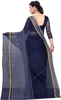 Stylish Grey Cotton Silk Saree with Blouse piece For Women-thumb1