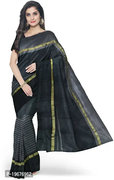 Women Stylish Cotton Silk Striped Saree with Blouse piece