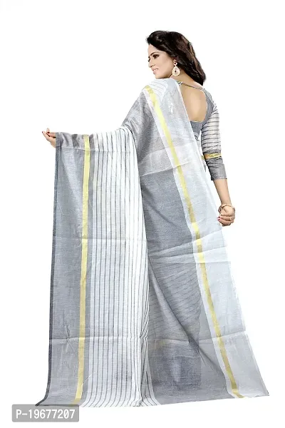 Women Stylish Cotton Silk Striped Saree with Blouse piece-thumb4