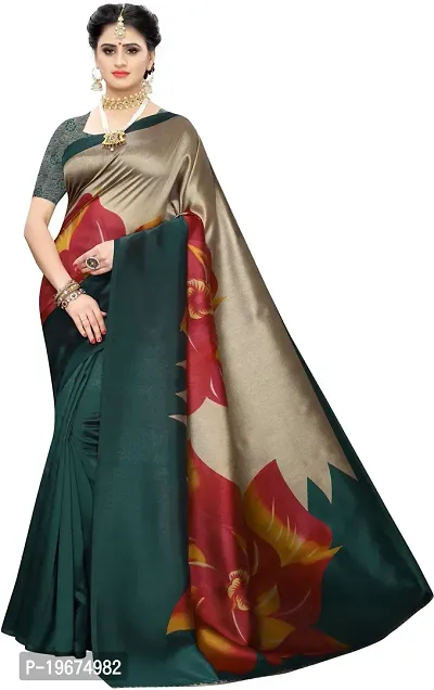 Women Stylish Art Silk Printed Saree with Blouse piece-thumb0