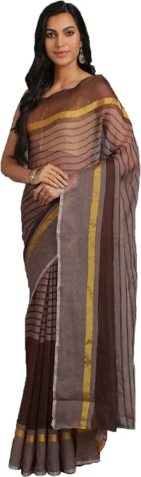 Women Stylish Art Silk Striped Saree with Blouse piece