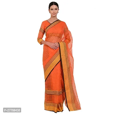 Stylish Art Silk Orange Printed Saree With Blouse Piece For Women-thumb0