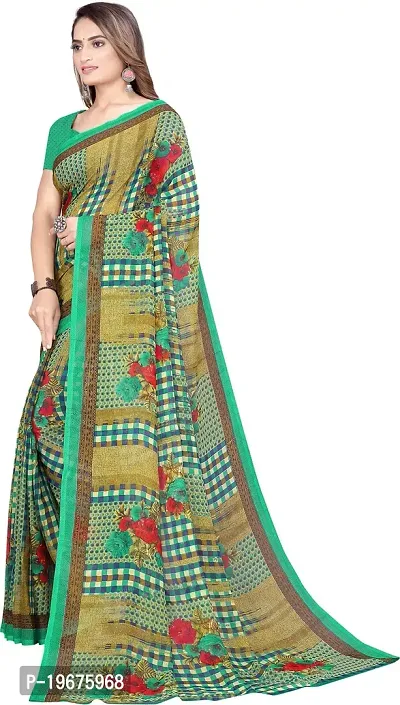 Women Stylish Georgette Printed Saree with Blouse piece-thumb2