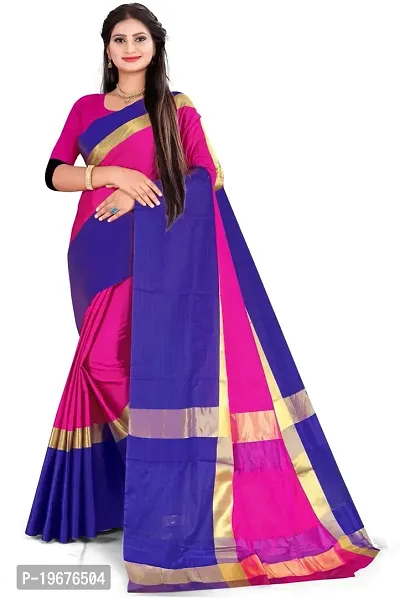 Women Stylish Cotton Silk Self Pattern Saree with Blouse piece