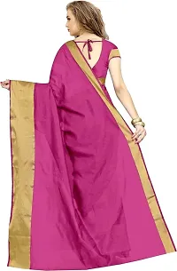 Women Stylish Cotton Silk Solid Saree with Blouse piece-thumb1