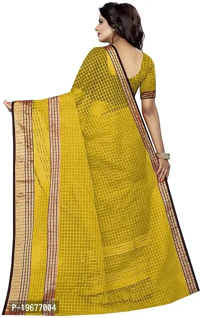 Women Stylish Cotton Silk Checked Saree with Blouse piece-thumb2