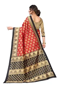 Stylish Red Cotton Silk Woven Design Saree with Blouse piece For Women-thumb2