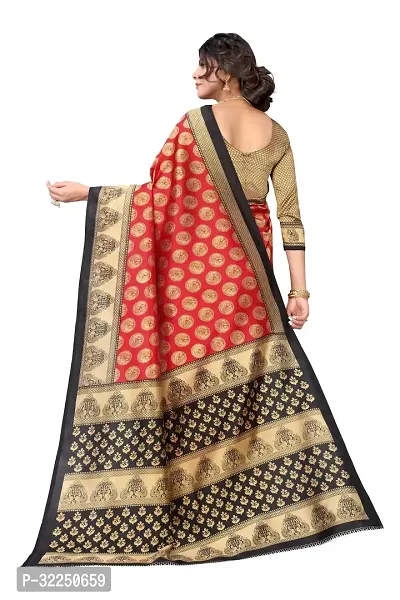 Stylish Red Cotton Silk Woven Design Saree with Blouse piece For Women-thumb3