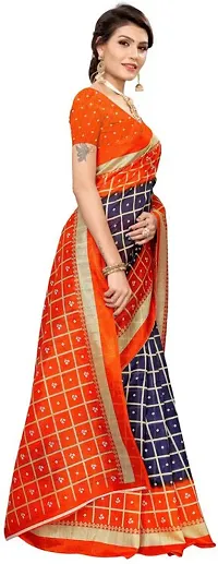 Women Stylish Art Silk Printed Saree with Blouse piece-thumb2