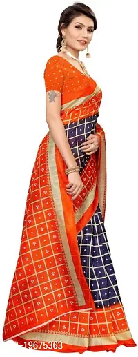 Women Stylish Art Silk Printed Saree with Blouse piece-thumb3