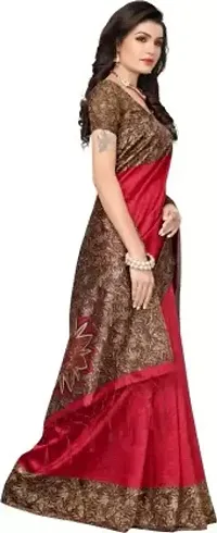 Elegant Red Cotton Silk Saree with Blouse piece For Women-thumb2