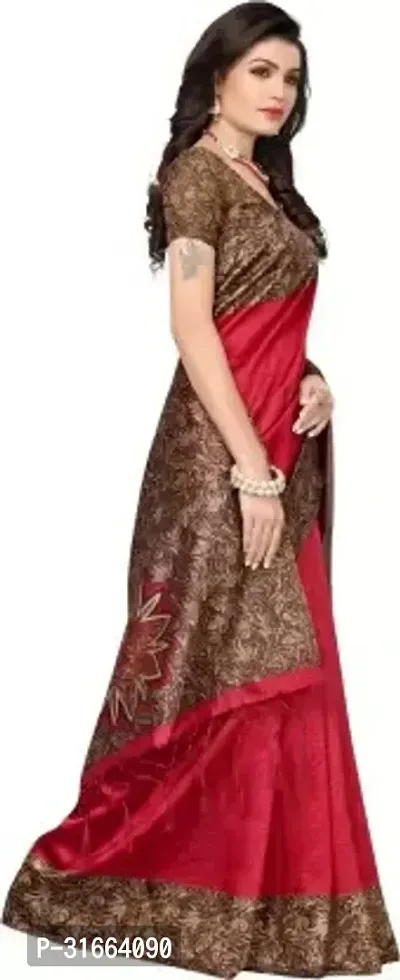 Elegant Red Cotton Silk Saree with Blouse piece For Women-thumb3