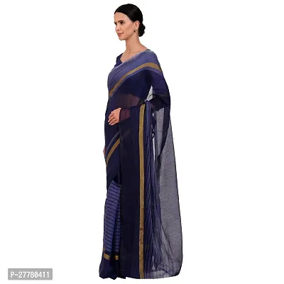 Stylish Cotton Silk Blue Printed Saree With Blouse Piece For Women-thumb3