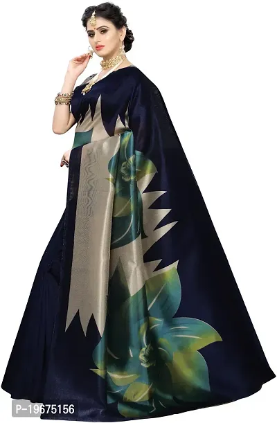 Women Stylish Art Silk Printed Saree with Blouse piece-thumb2