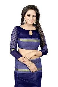 Women Stylish Cotton Silk Striped Saree with Blouse piece-thumb4