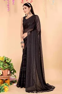 Elegant Black Chiffon Saree with Blouse piece For Women-thumb1