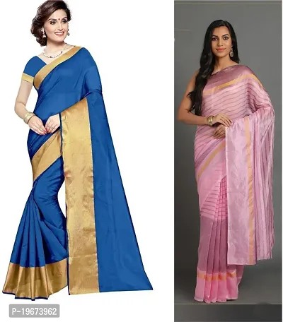 Women Stylish Cotton Silk Woven Design Saree with Blouse piece-thumb0