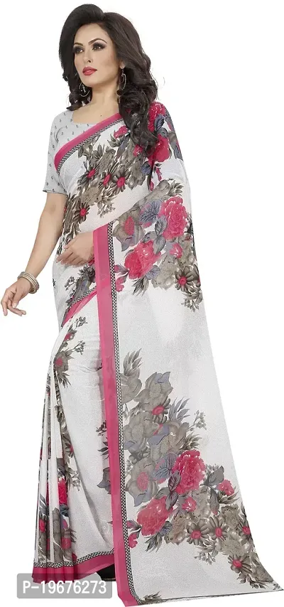 Women Stylish Art Silk Printed Saree with Blouse piece-thumb3