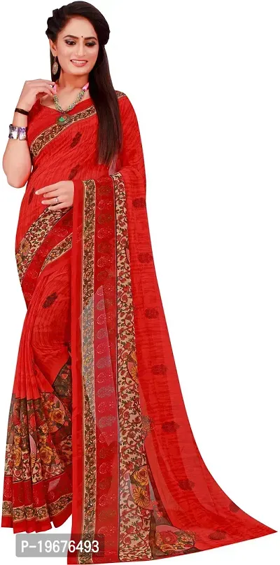 Women Stylish Georgette Printed Saree with Blouse piece-thumb0