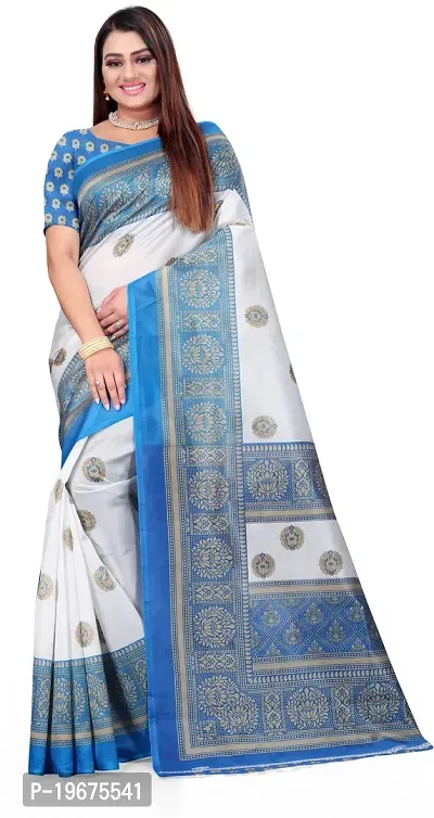 Women Stylish Art Silk Printed Saree with Blouse piece-thumb0