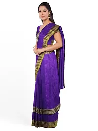 Stylish Purple Cotton Silk Solid Saree with Blouse piece For Women-thumb2