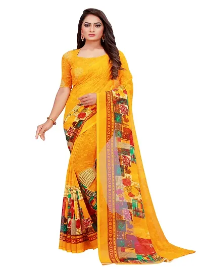 Dailywear Georgette Printed Sarees With Blouse Piece