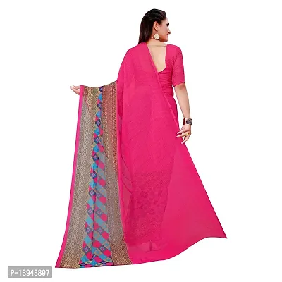 SAADHVI Women's Pink Georgette Geometric Print Printed Saree With Unstithed Blouse(FL-Georgette22, Free Size) | Free Size-thumb4