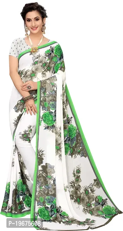 Women Stylish Art Silk Printed Saree with Blouse piece-thumb3